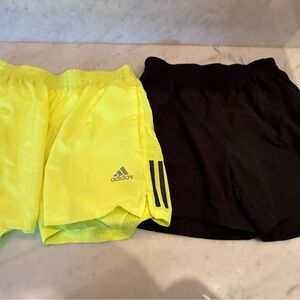 Like New Adidas Men's Running Shorts - Neon Yellow and Black Aeroready Small